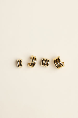 Mini Double Orielle Hoops | 9K Yellow Gold | Natasha Schweitzer