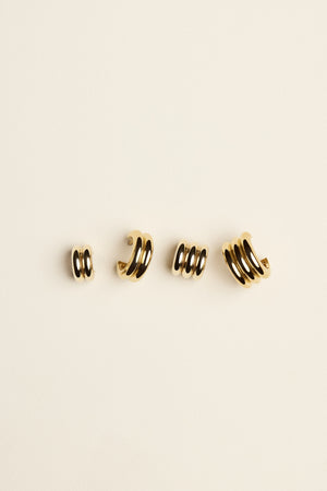 Mini Double Orielle Hoops | 9K Yellow Gold | Natasha Schweitzer