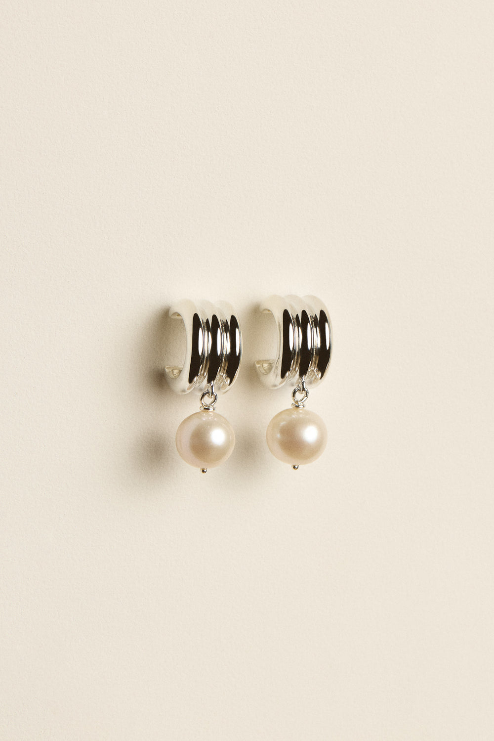 Triple Orielle Hoops with Pearl | Silver| Natasha Schweitzer