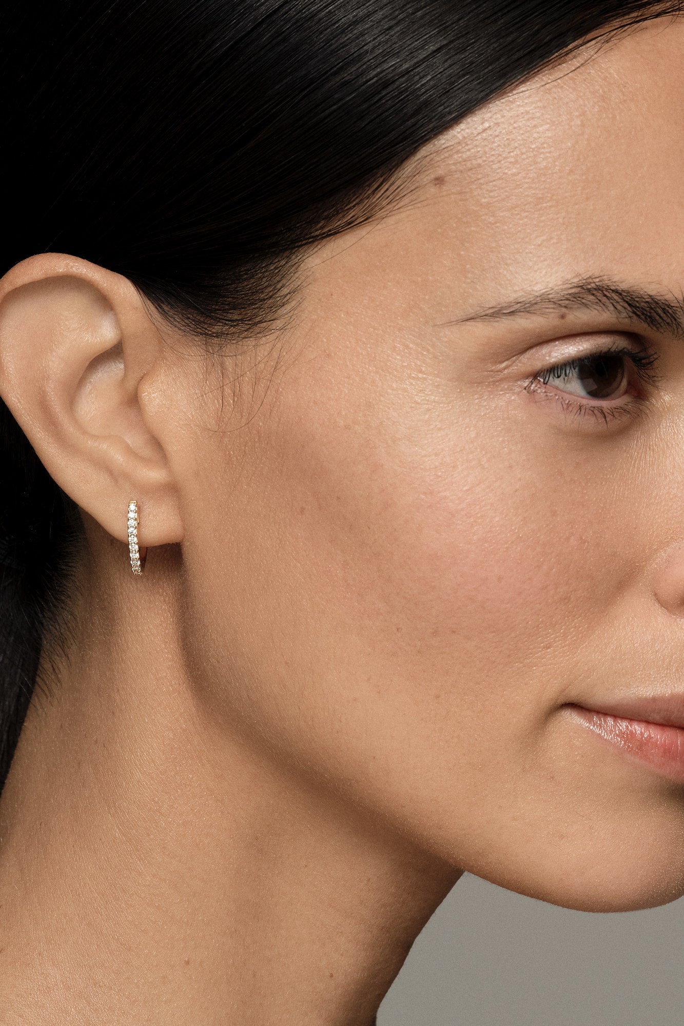 Large Diamond Huggies | 18K Yellow Gold| Natasha Schweitzer