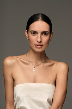 Large Gothic Letter Pendant | 9K Yellow Gold | Natasha Schweitzer