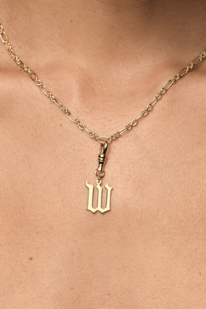 Large Gothic Letter Pendant | 9K Yellow Gold | Natasha Schweitzer