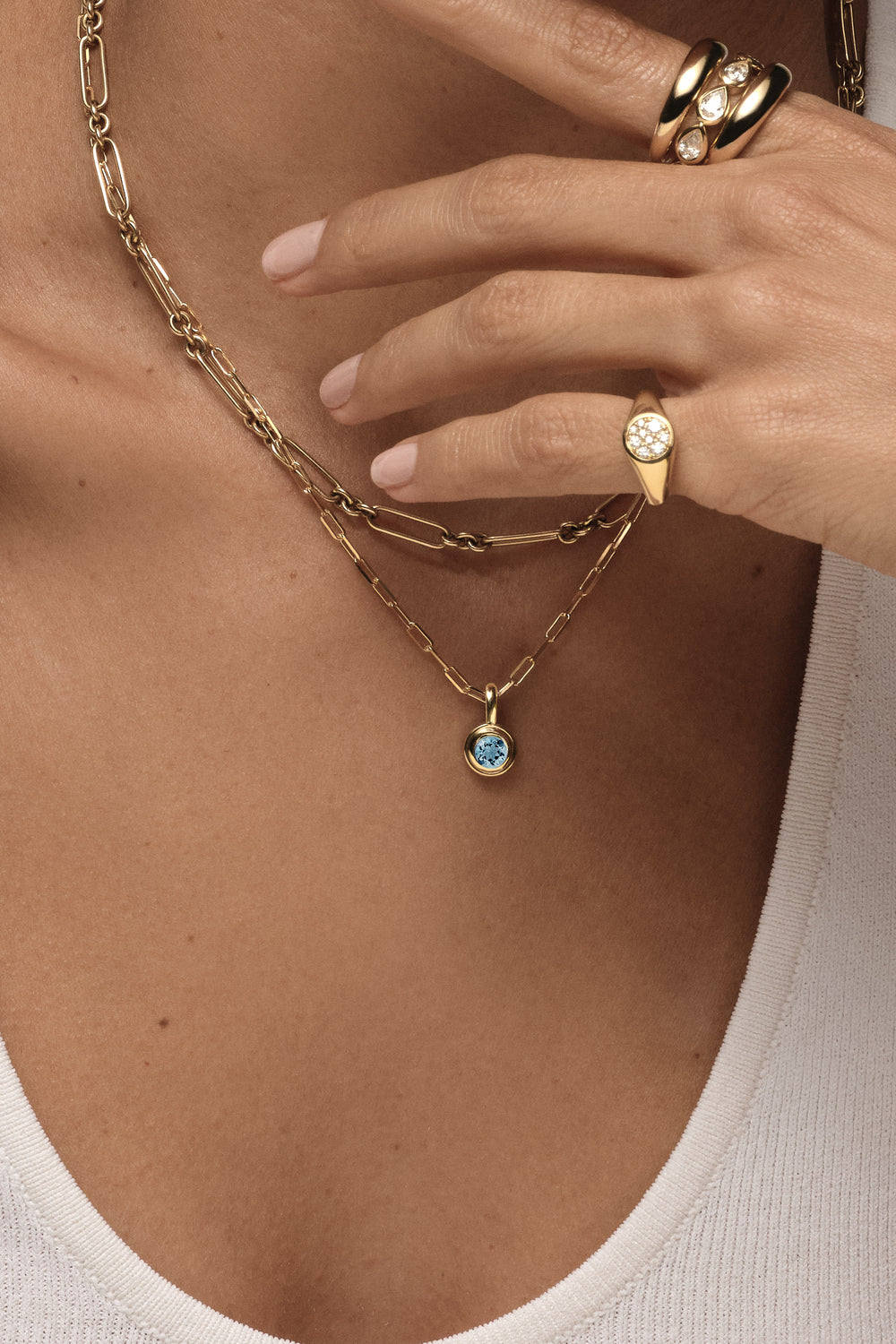 Roma Round Gemstone Pendant | Yellow Gold, More Options Available| Natasha Schweitzer