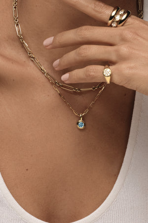 Roma Round Gemstone Pendant | Yellow Gold, More Options Available | Natasha Schweitzer