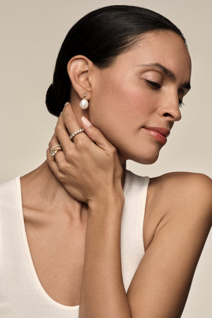 Diamond Pearl Drop Earrings | 9K White Gold | Natasha Schweitzer