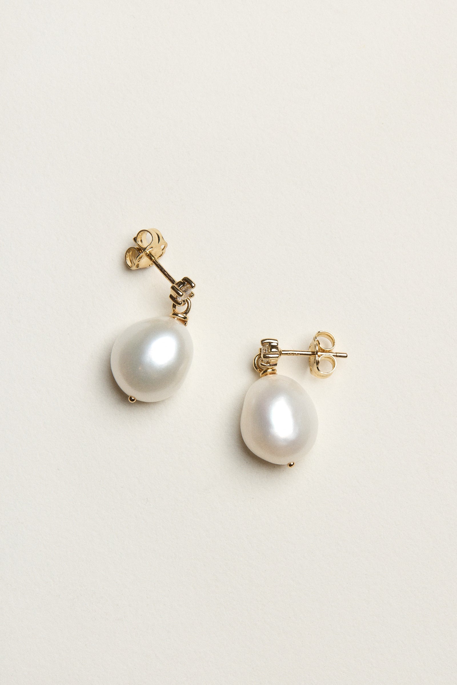 Diamond Pearl Drop Earrings | 9K Yellow Gold| Natasha Schweitzer