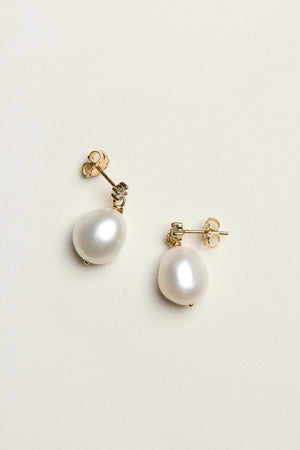 Diamond Pearl Drop Earrings | 9K White Gold | Natasha Schweitzer
