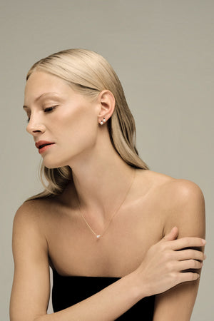 Diamond Pearl Duo Necklace | 9K White Gold | Natasha Schweitzer