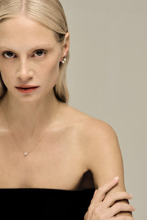 Diamond Pearl Duo Studs | 9K Yellow Gold | Natasha Schweitzer