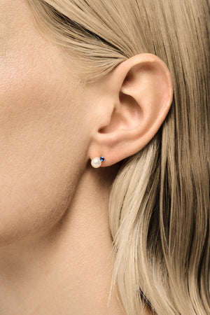 Sapphire Pearl Duo Earrings | 9K Yellow Gold | Natasha Schweitzer