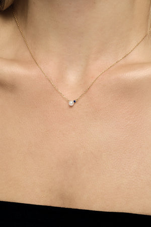 Sapphire Pearl Duo Necklace | 9K White Gold | Natasha Schweitzer