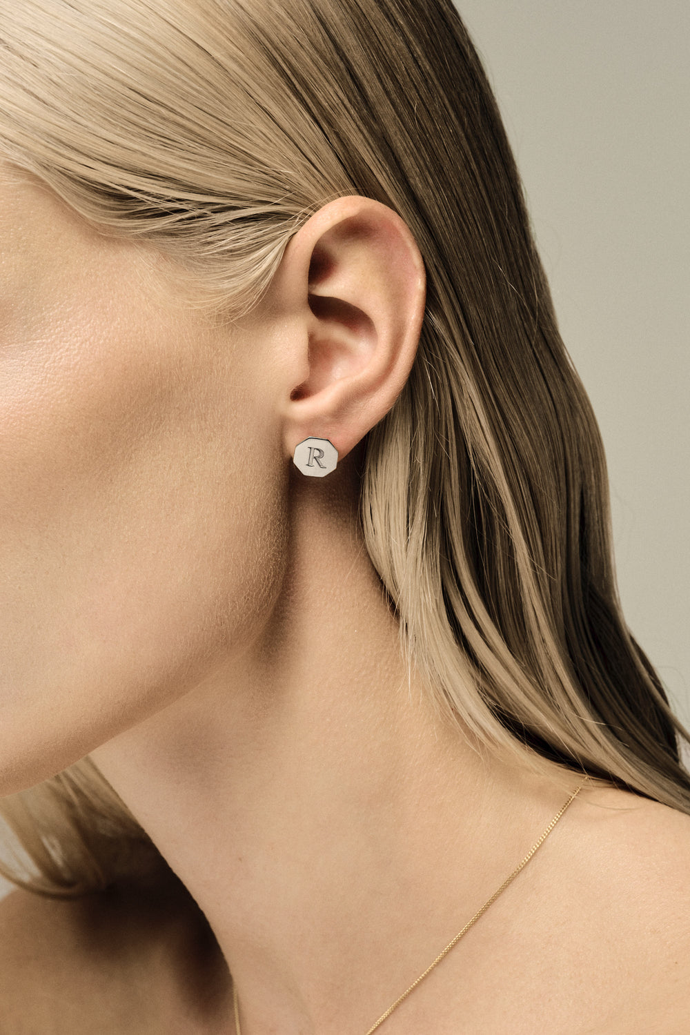 Letter Earrings | 9K White Gold