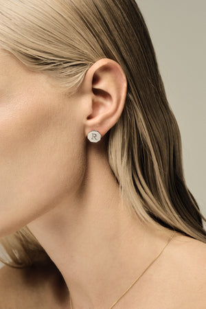 Letter Earrings | 9K White Gold | Natasha Schweitzer