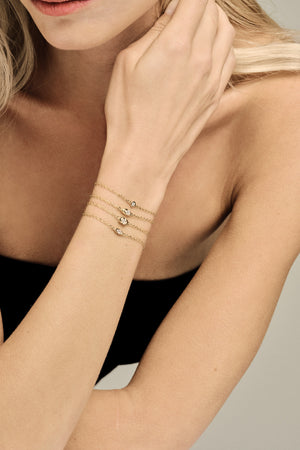 Mini Pear Diamond Bracelet | 9K Yellow or Rose Gold | Natasha Schweitzer