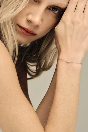 Mini Round Diamond Bracelet | 9K White Gold | Natasha Schweitzer