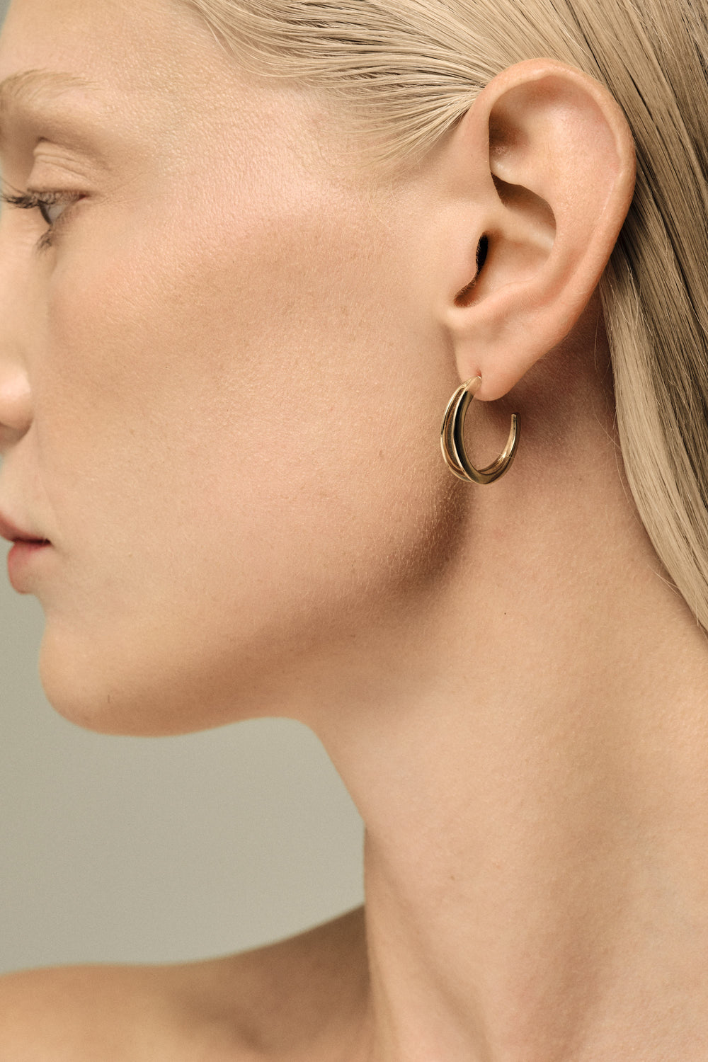 Double Band Hoops | Silver or 9K White Gold