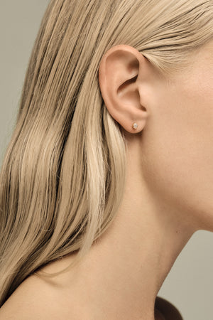 Mini Round Diamond Studs | 9K Yellow Gold | Natasha Schweitzer