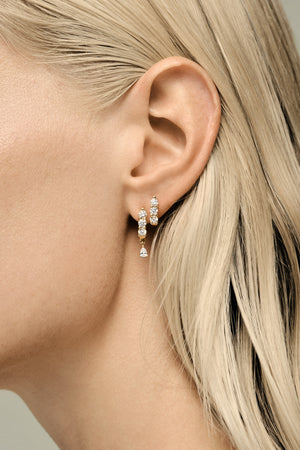 Diamond Georgie Hoops with Diamond Drop | 18K Yellow Gold | Natasha Schweitzer