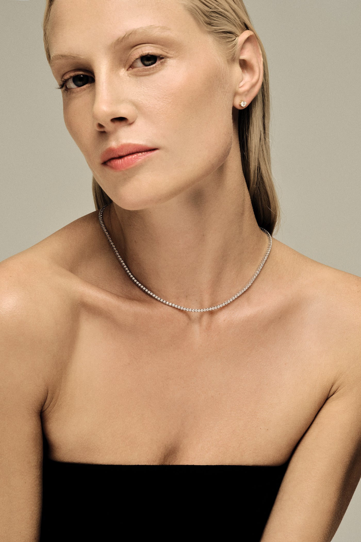 Small Tennis Necklace 0.02ct | 18K White Gold