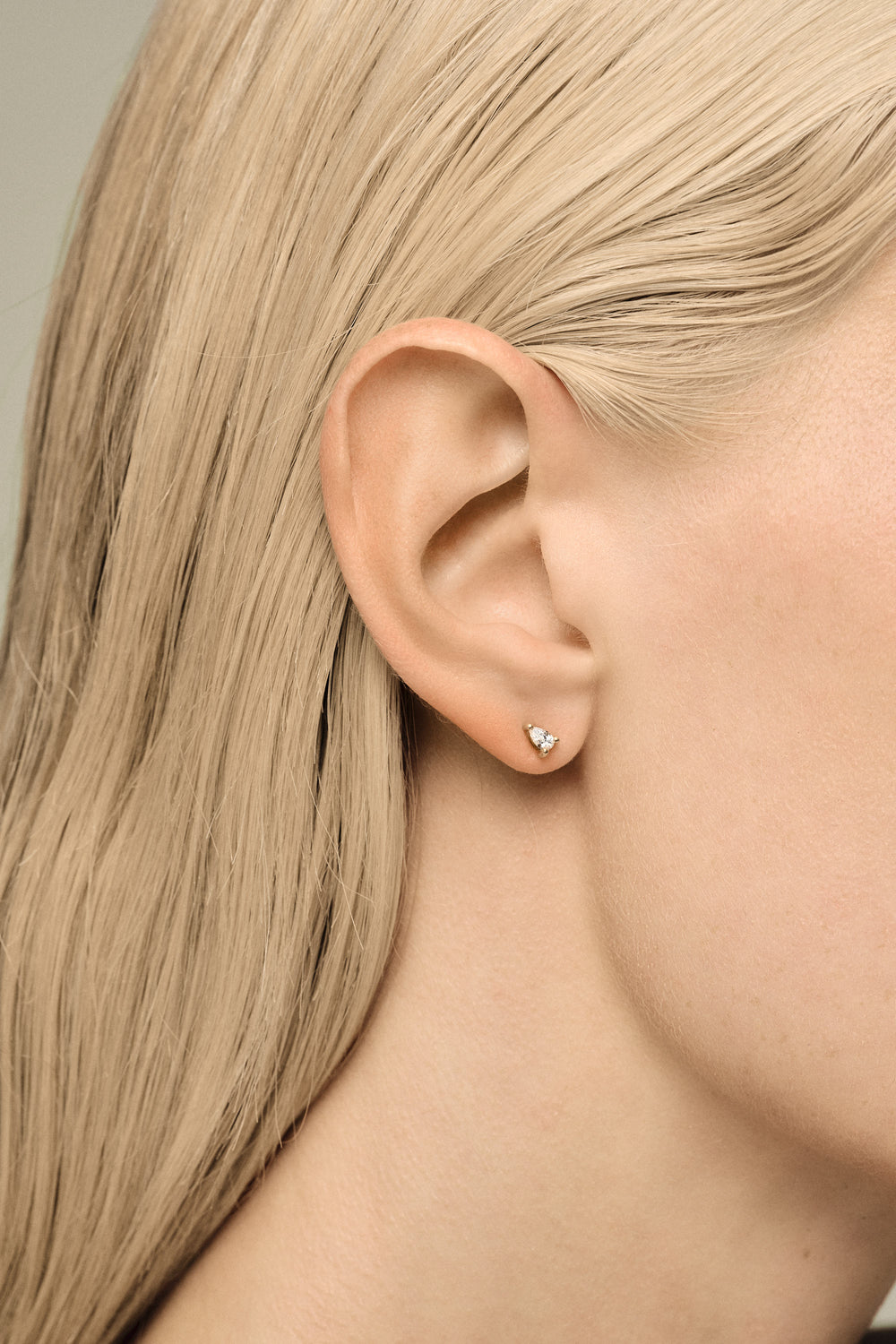 Petite Pear Diamond Studs | 18K Yellow Gold