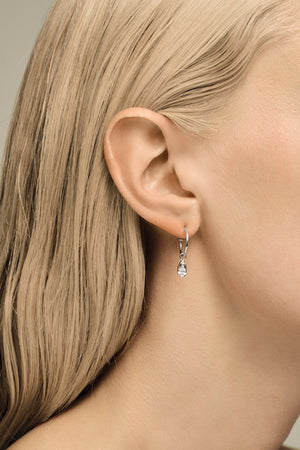 Mini Pear Diamond Hoops | 9K White Gold | Natasha Schweitzer