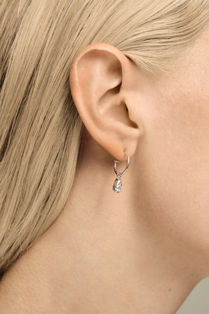 Mini Pear Diamond Hoops | 9K White Gold | Natasha Schweitzer