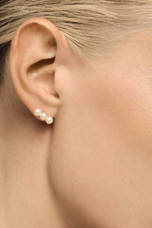 Sarah 3 Pearl Studs | 9K Yellow Gold | Natasha Schweitzer