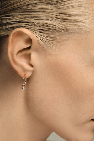 Mini Round Diamond Hoops | 9K Yellow Gold | Natasha Schweitzer