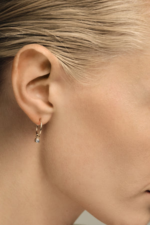 Mini Round Diamond Hoops | 9K Yellow Gold | Natasha Schweitzer