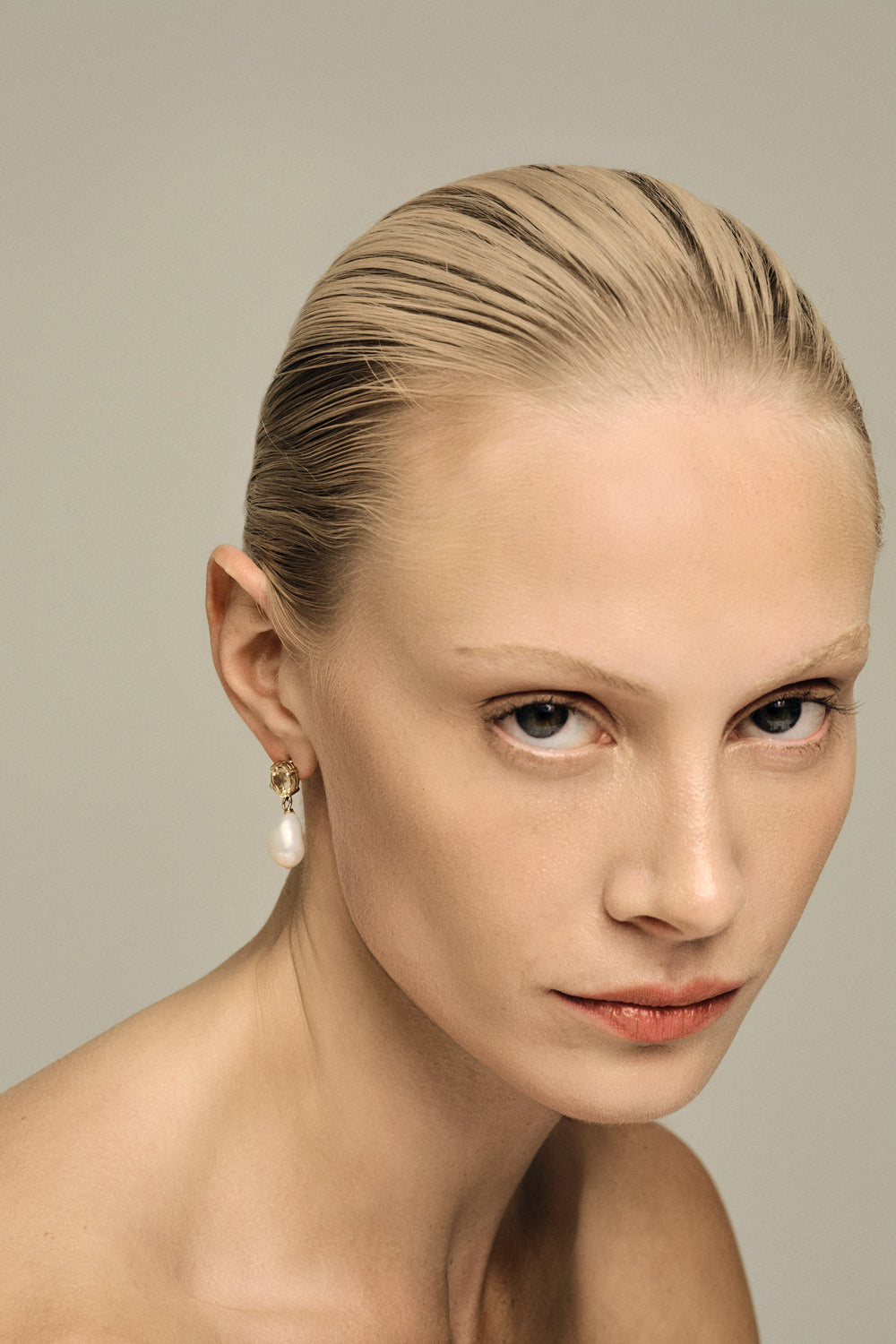 Oval Lemon Quartz Pearl Earrings | 9K Yellow Gold