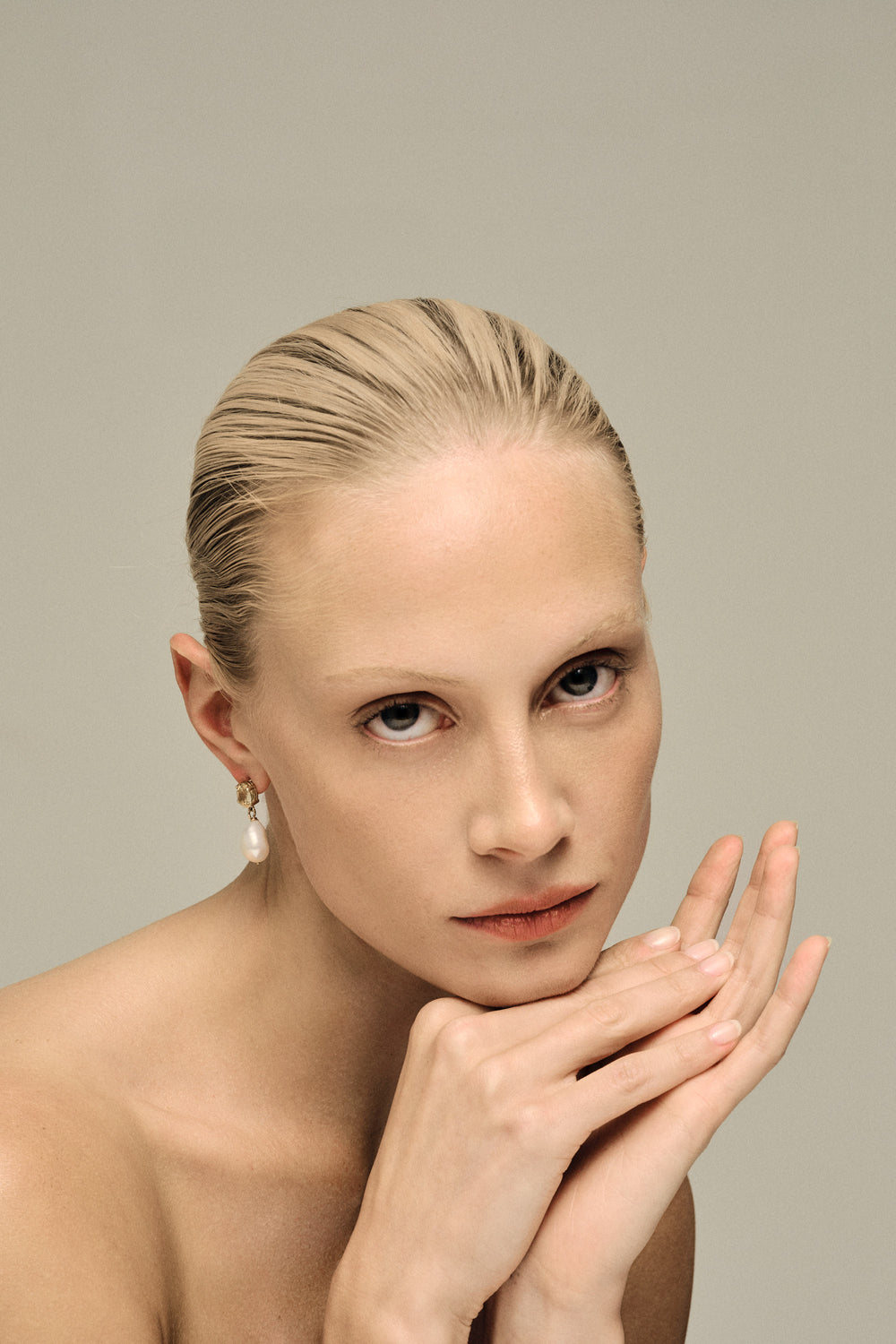 Oval Lemon Quartz Pearl Earrings | Silver| Natasha Schweitzer