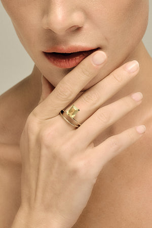 Double Band Gemstone Ring | Silver | Natasha Schweitzer