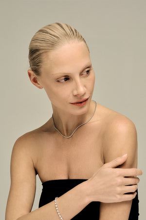 3 Claw Tennis Necklace | 18K White Gold | Natasha Schweitzer