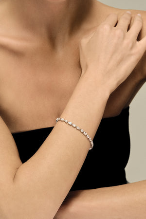 Large Scattered Diamond Tennis Bracelet | 18K White Gold | Natasha Schweitzer