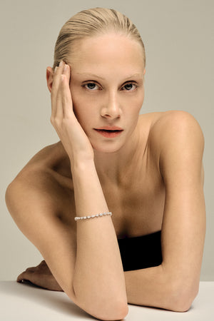 Large Scattered Diamond Tennis Bracelet | 18K White Gold | Natasha Schweitzer