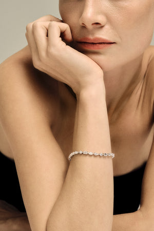 Large Scattered Diamond Tennis Bracelet | 18K White Gold | Natasha Schweitzer