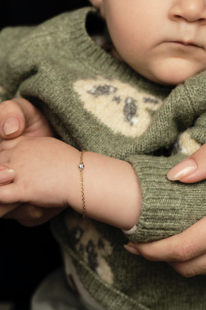 Baby Mini Round Diamond Bracelet | 9K Yellow Gold | Natasha Schweitzer