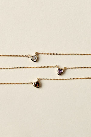 Heart Gemstone Necklace | 9K White Gold | Natasha Schweitzer