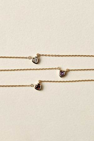 Heart Gemstone Necklace | 9K Yellow Gold | Natasha Schweitzer