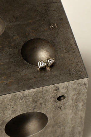 Heart Gemstone Earrings | 9K White Gold | Natasha Schweitzer