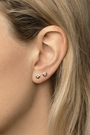 Heart Gemstone Earrings | 9K White Gold | Natasha Schweitzer