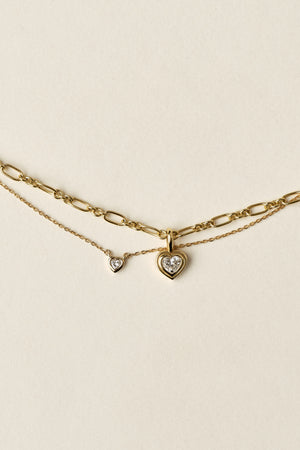 Heart Gemstone Necklace | 9K Yellow Gold | Natasha Schweitzer
