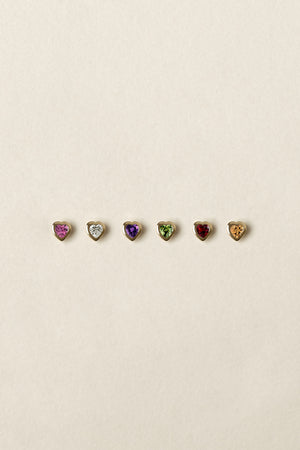 Heart Gemstone Earrings | 9K Yellow Gold | Natasha Schweitzer