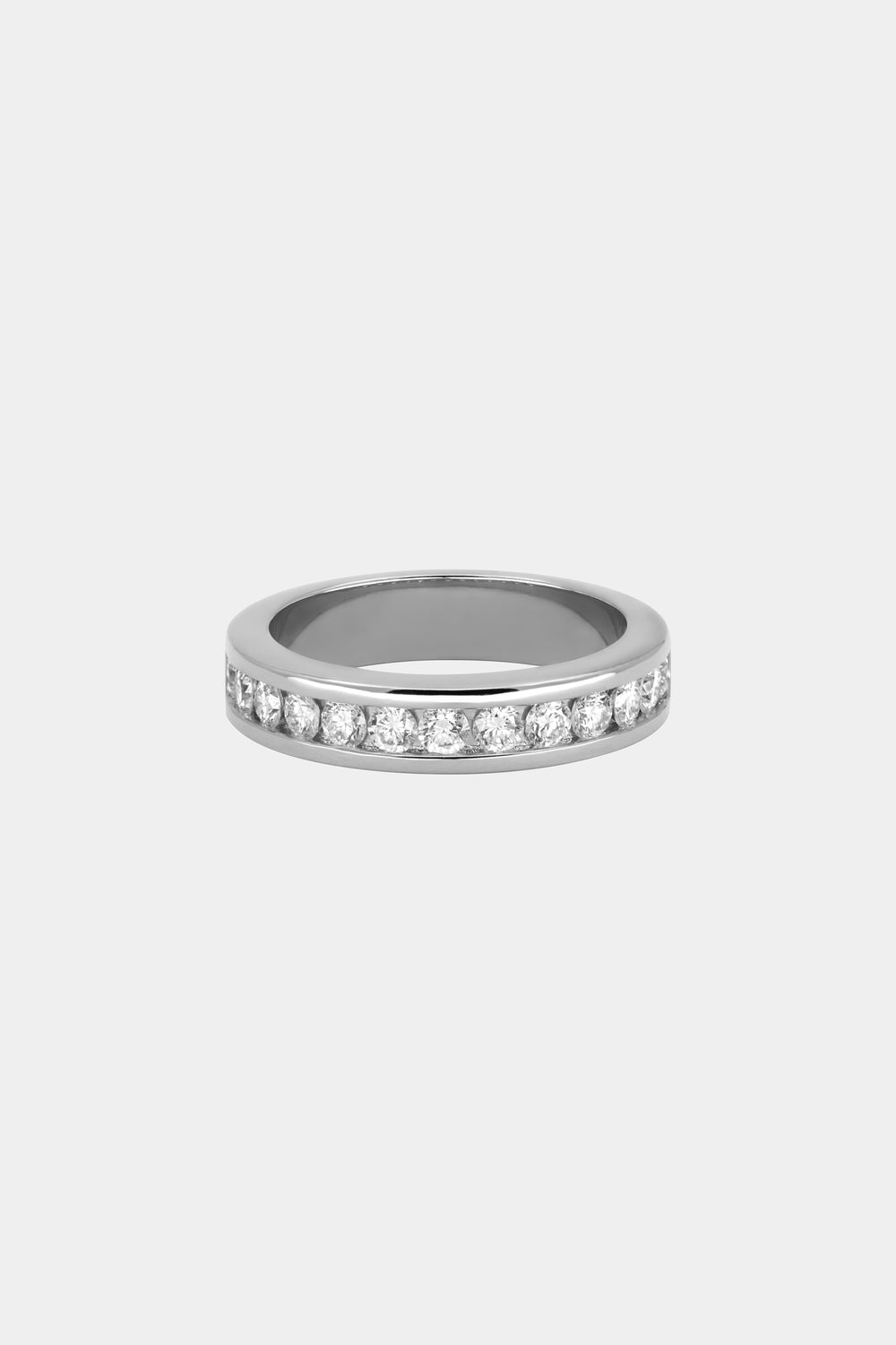 Round Diamond Channel Set Ring | 18K White Gold