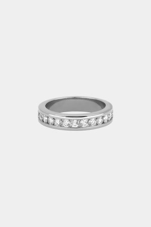 Round Diamond Channel Set Ring | 18K White Gold | Natasha Schweitzer
