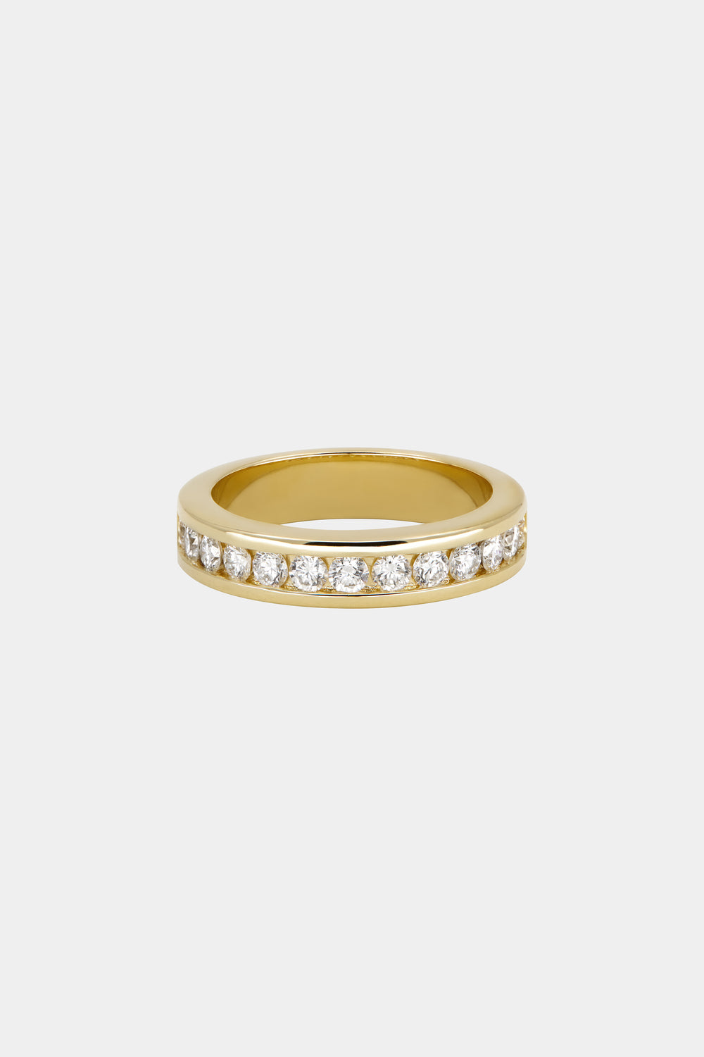 Round Diamond Channel Set Ring | 18K Yellow Gold