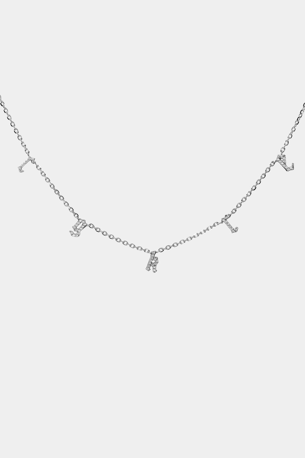 Diamond Gothic Letter Necklace | 18K White Gold