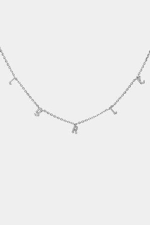 Diamond Gothic Letter Necklace | 18K White Gold | Natasha Schweitzer