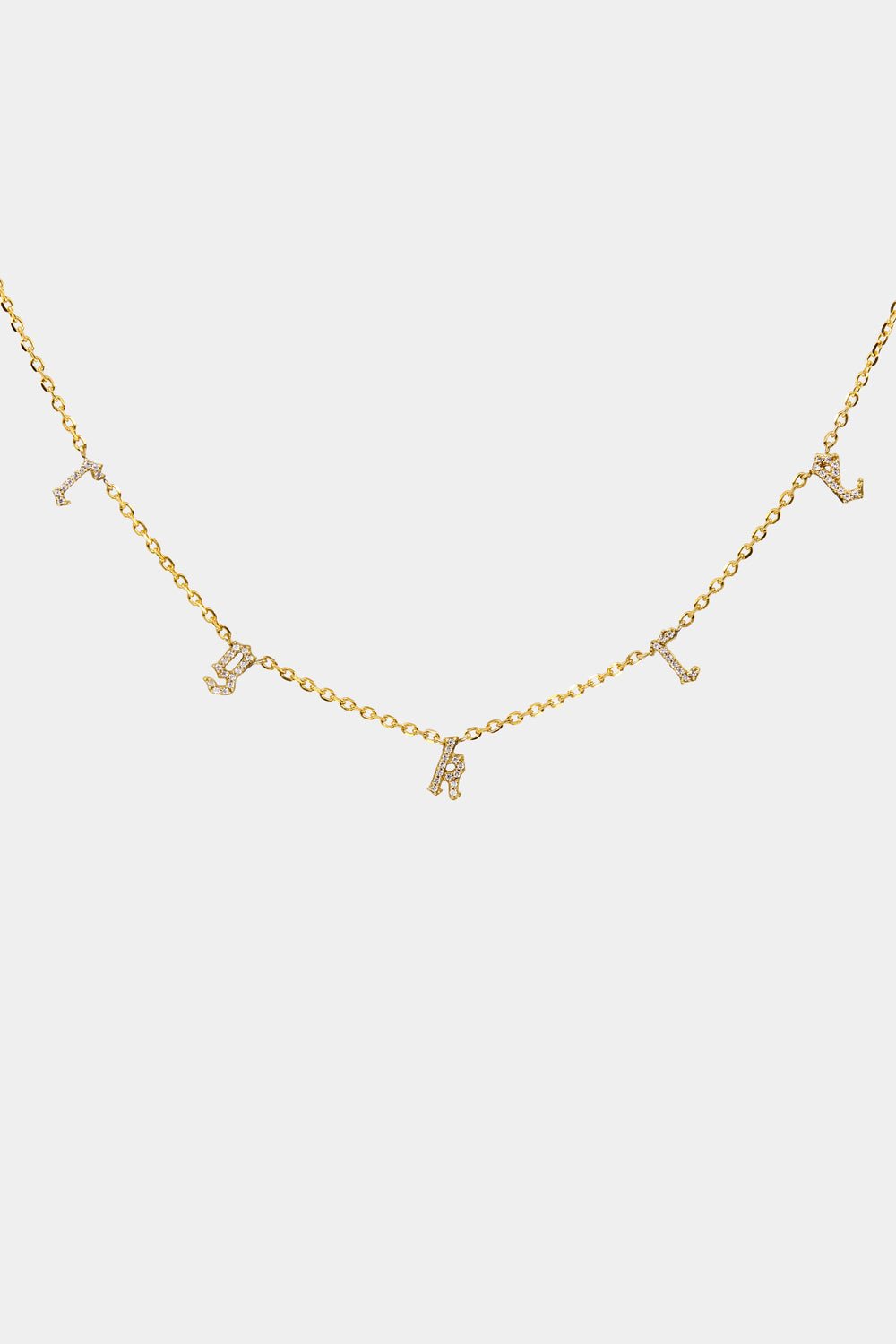 Diamond Gothic Letter Necklace | 18K Yellow Gold