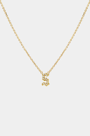 Diamond Gothic Letter Necklace | 18K Yellow Gold | Natasha Schweitzer